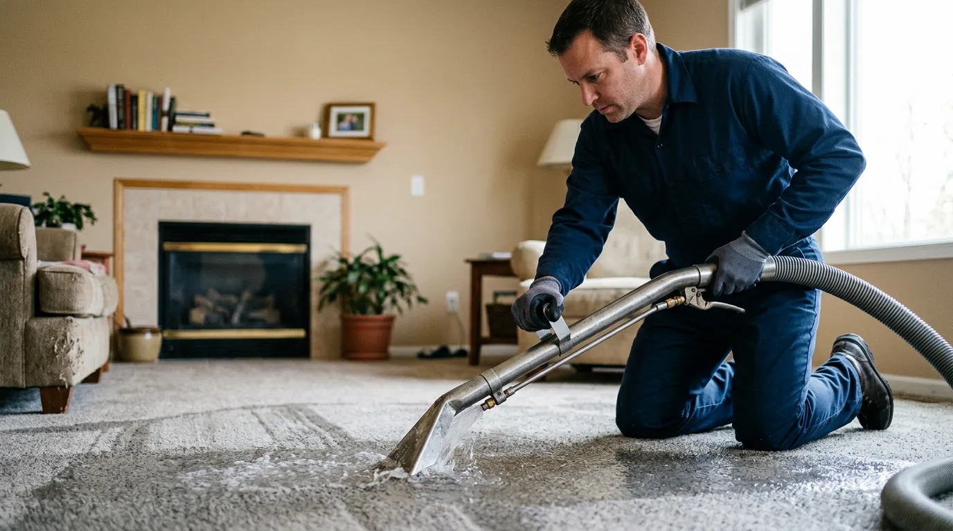 Water damage restoration technician working near Sangerville, ME